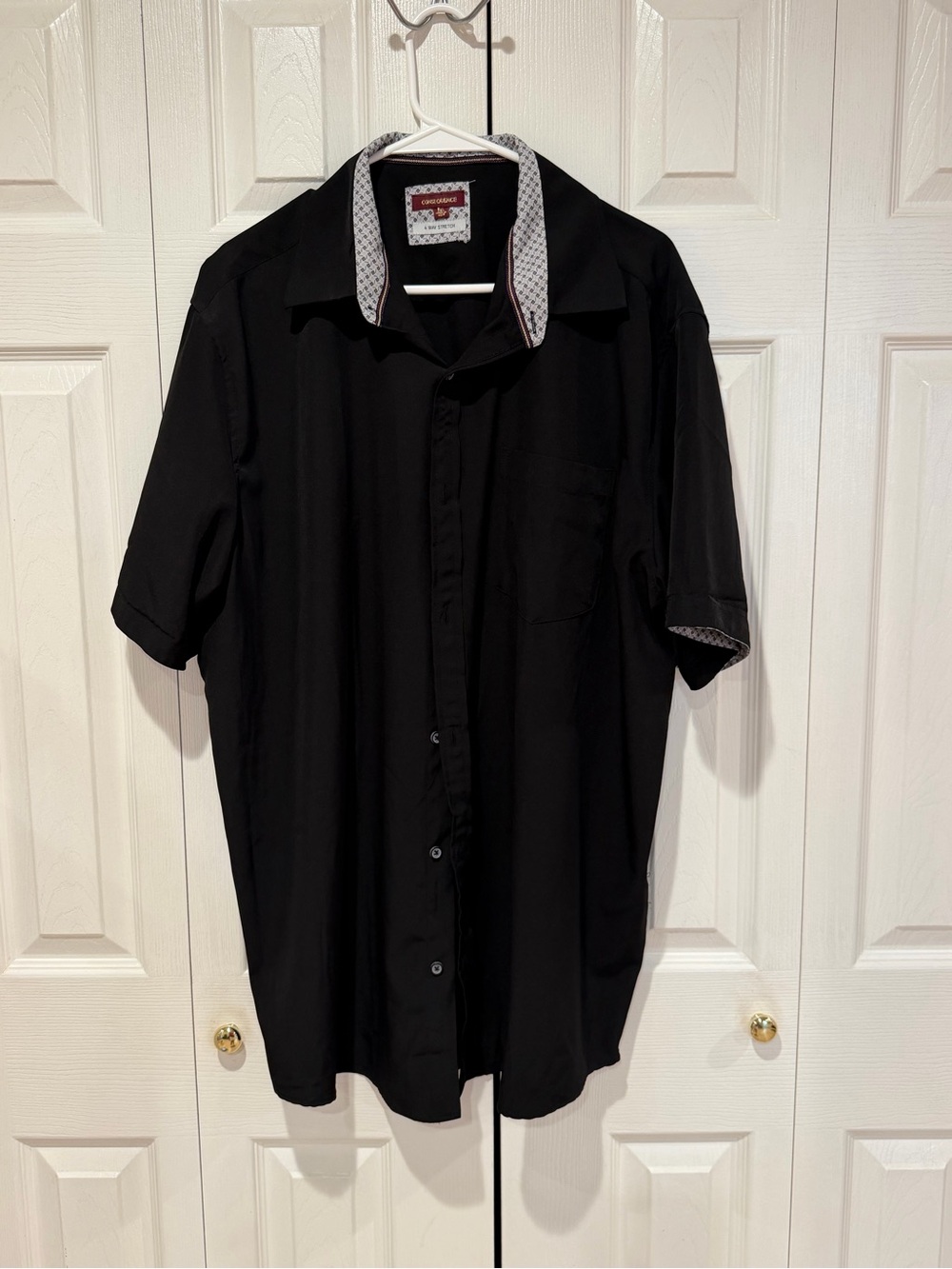 Christopher & Banks Black Short-Sleeve Button-Down Shirt with Contrast Collar